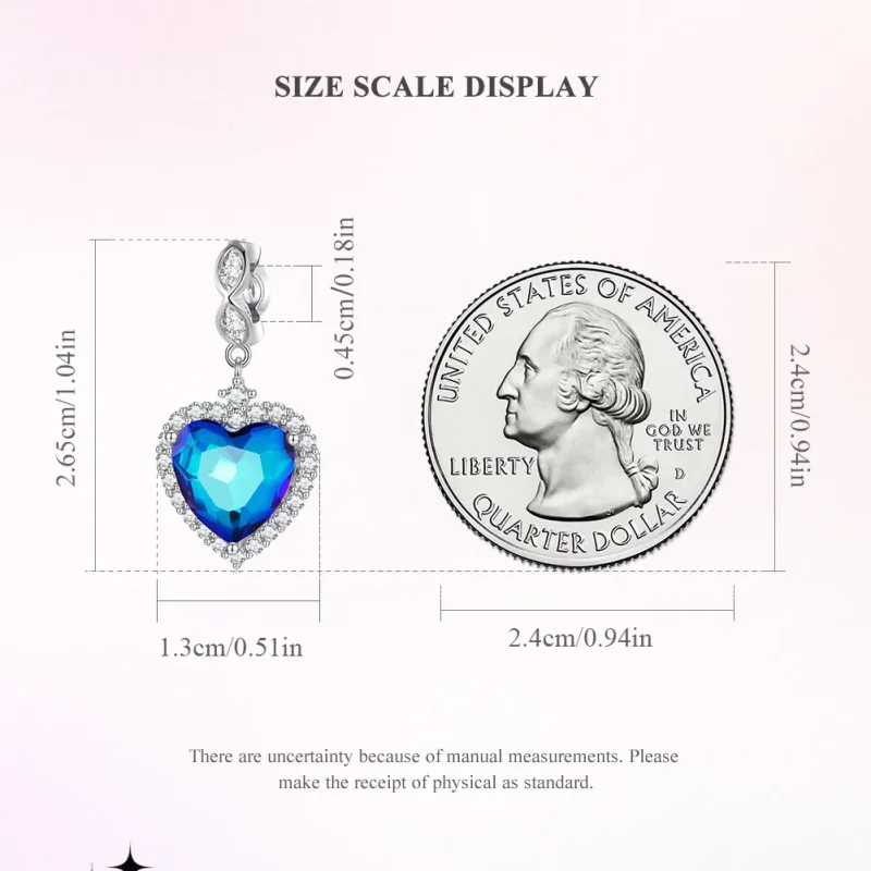 (zdjęcie do) Pandora Styl Niebieski Charm Serce - BSC775 - Wyświetl 5