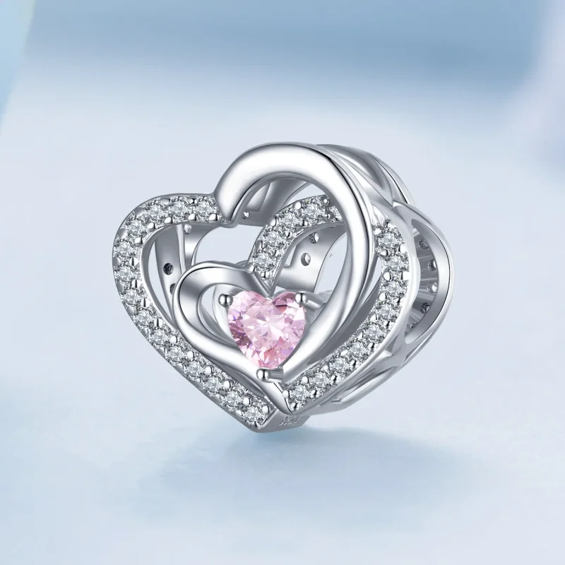 (zdjęcie do) Pandora Styl Podwójny Charm Serca - BSC695 - Wyświetl 2