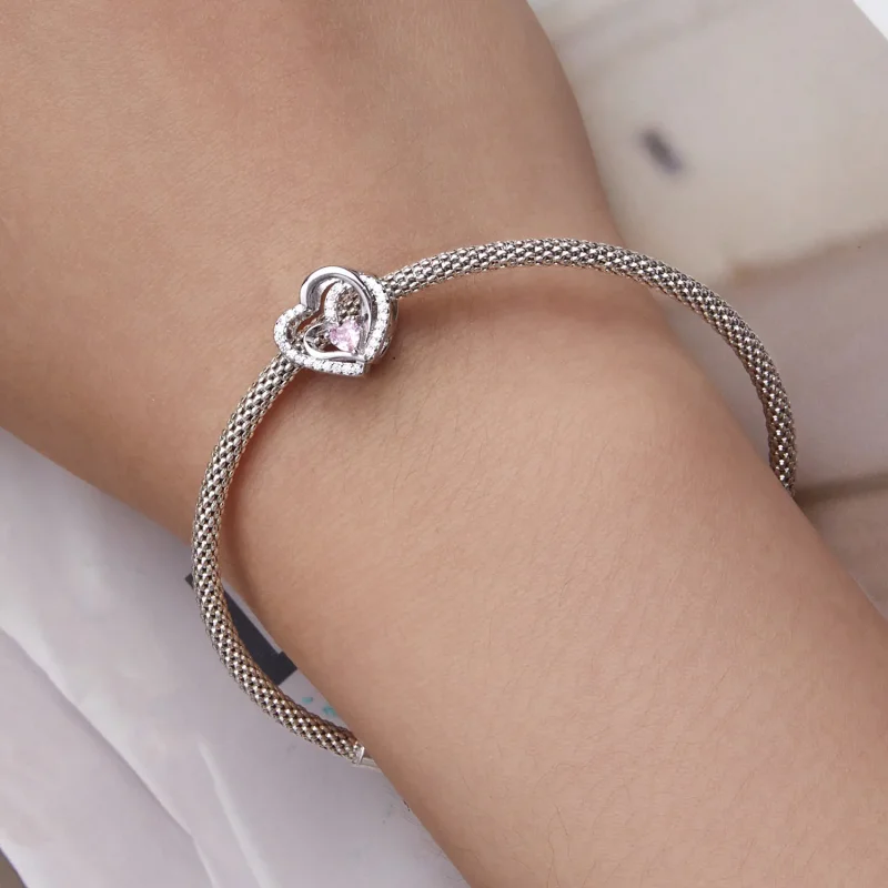 (zdjęcie do) Pandora Styl Podwójny Charm Serca - BSC695 - Wyświetl 6