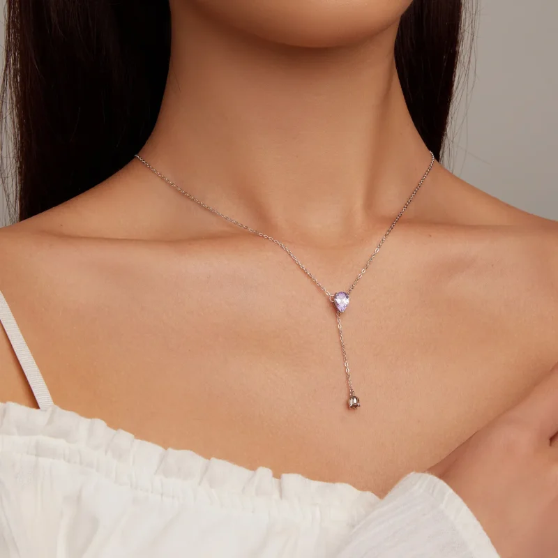 (zdjęcie do) Pandora Style Ametystowy Naszyjnik - BSN271 - Wyświetl 7