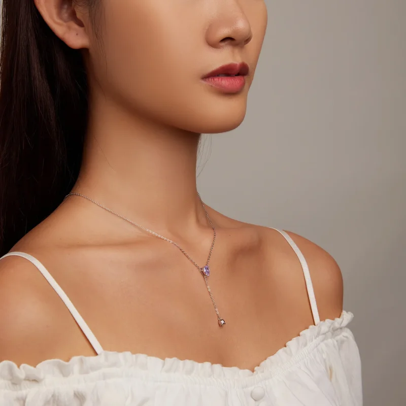 (zdjęcie do) Pandora Style Ametystowy Naszyjnik - BSN271 - Wyświetl 8