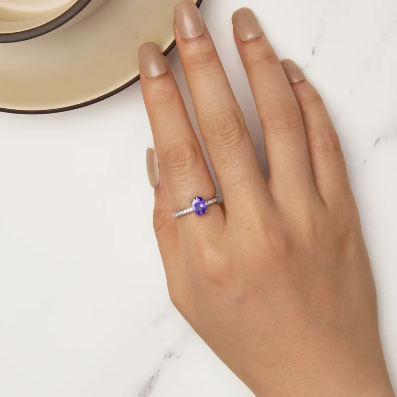 (zdjęcie do) Pandora Style Ametystowy Pierścionek - BSR460-VT - Wyświetl 5