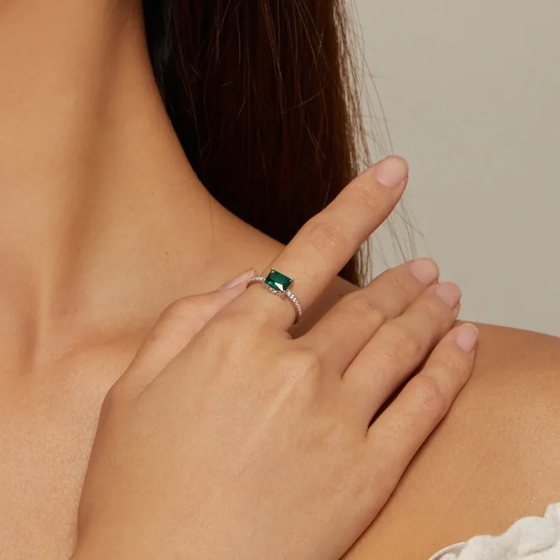 (zdjęcie do) Pandora Style Pierścień z Zielonym Kamieniem - BSR461 - Wyświetl 4