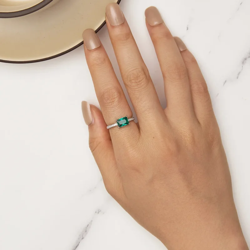 (zdjęcie do) Pandora Style Pierścień z Zielonym Kamieniem - BSR461 - Wyświetl 5