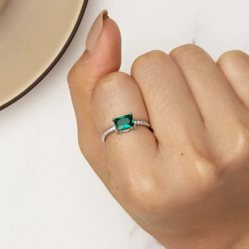 (zdjęcie do) Pandora Style Pierścień z Zielonym Kamieniem - BSR461 - Wyświetl 6
