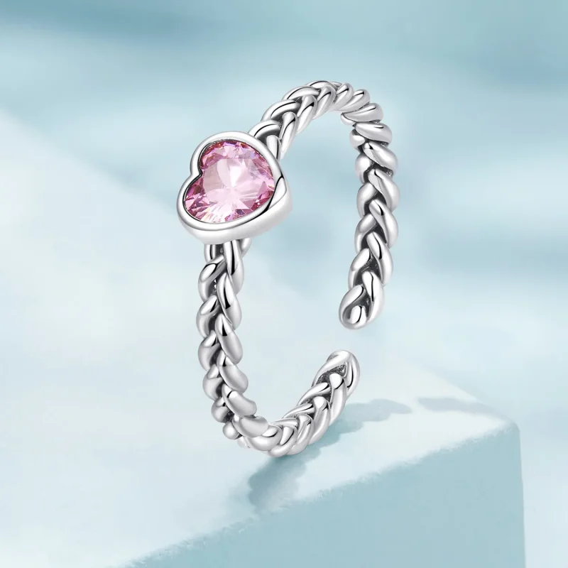 (zdjęcie do) Pandora Style Różowy Pierścionek Serce - SCR865 - Wyświetl 2