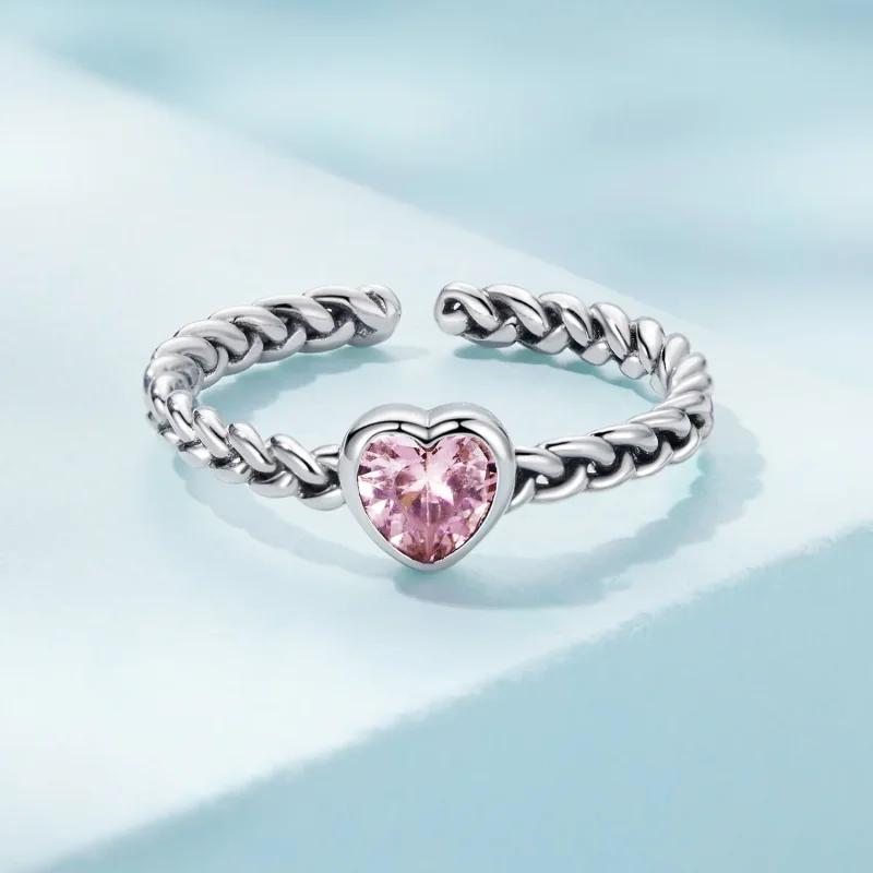 (zdjęcie do) Pandora Style Różowy Pierścionek Serce - SCR865 - Wyświetl 3