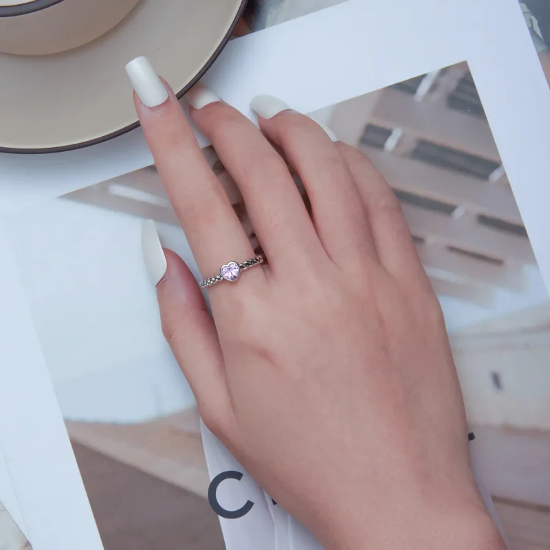 (zdjęcie do) Pandora Style Różowy Pierścionek Serce - SCR865 - Wyświetl 5