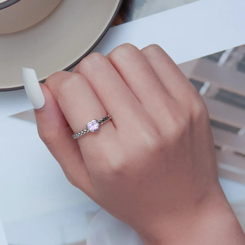 (zdjęcie do) Pandora Style Różowy Pierścionek Serce - SCR865 - Wyświetl 6