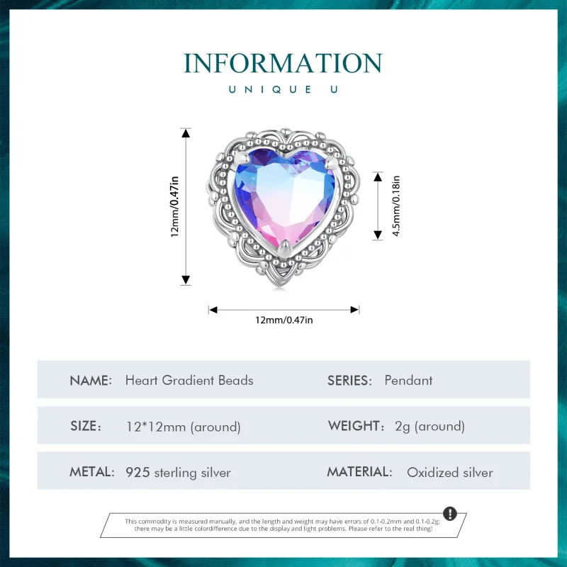 (zdjęcie do) Pandora Style Wieczna miłość Gradient Color Serce Charm - BSC830 - Wyświetl 4