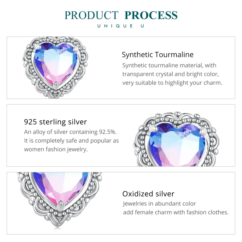 (zdjęcie do) Pandora Style Wieczna miłość Gradient Color Serce Charm - BSC830 - Wyświetl 6