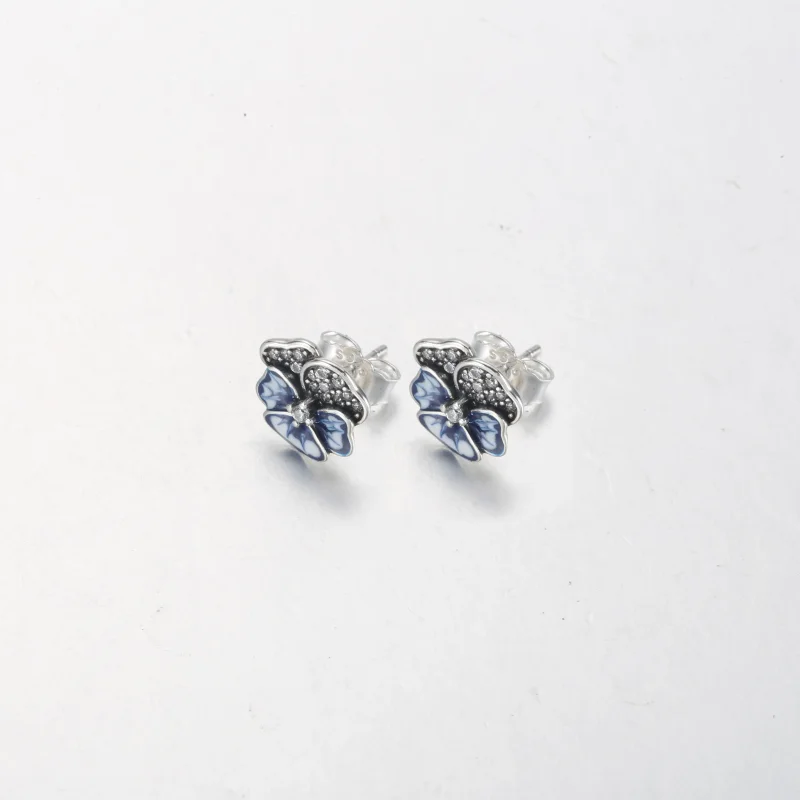 (zdjęcie do) Kolczyki Pandora Blue Pansy Flower Stud - 290781C01 - Wyświetl 2