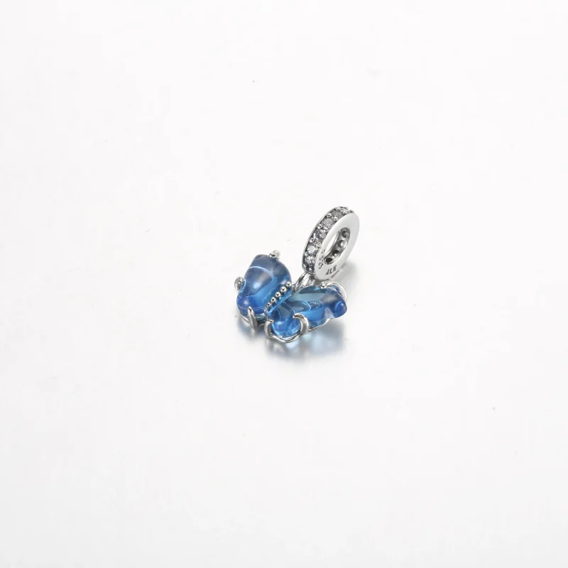 (zdjęcie do) Pandora Blue Murano Glass Butterfly Dangle Charm - 792698C01 - Wyświetl 2