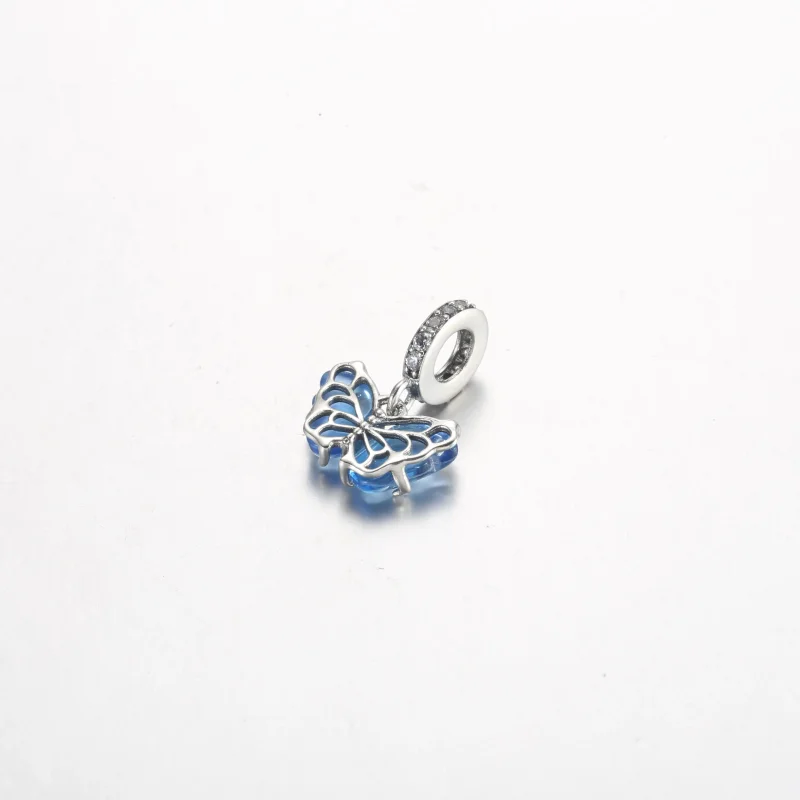 (zdjęcie do) Pandora Blue Murano Glass Butterfly Dangle Charm - 792698C01 - Wyświetl 3