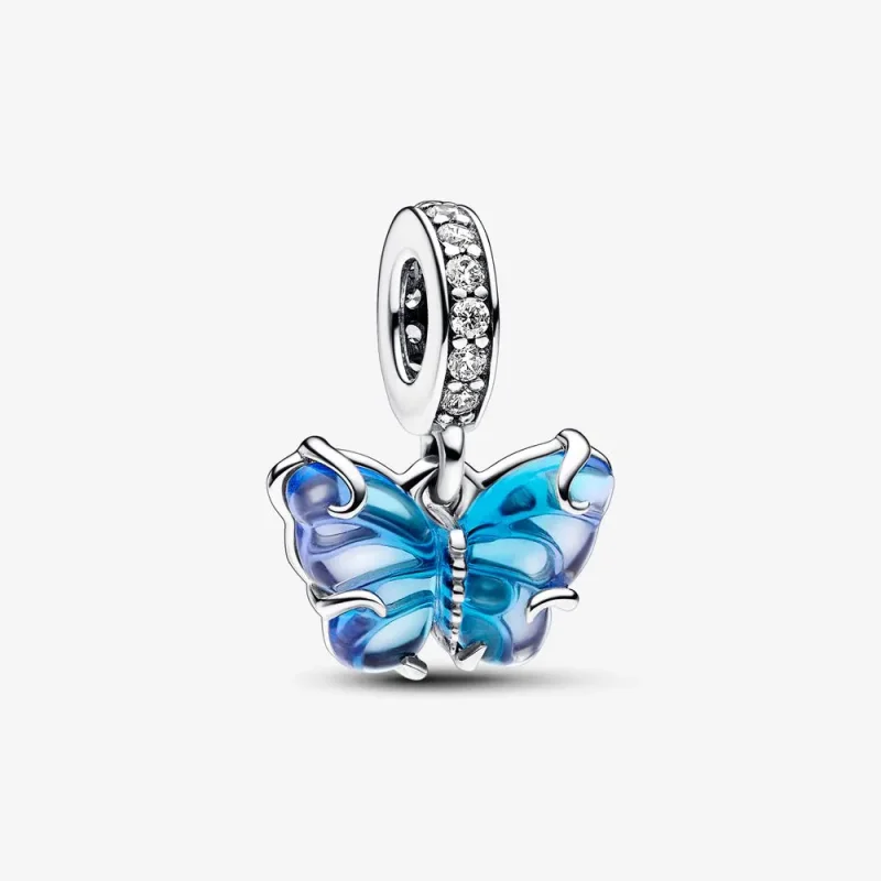 (zdjęcie do) Pandora Blue Murano Glass Butterfly Dangle Charm - 792698C01