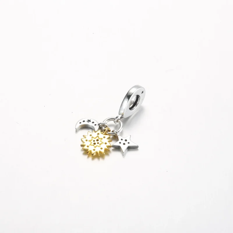 (zdjęcie do) Pandora Dwukolorowa Wisząca Przywieszka Celestial Triple Dangle - 762676C01 - Wyświetl 3
