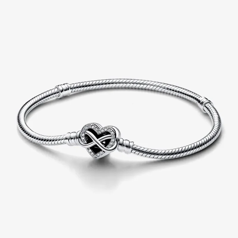 (zdjęcie do) Pandora Moments Bransoleta z łańcuszkiem wężowym z klamrą w kształcie iskry Infinity Heart - 592645C01