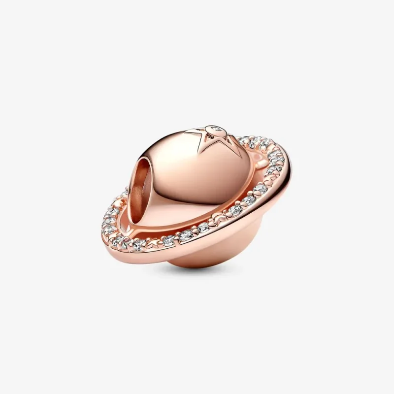 (zdjęcie do) Pandora Saturn planeta 14k pozłacany różowym złotem wisiorek z przezroczystym cyrkonem - 782438C01