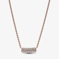 Pandora Timeless Pavé Dwurzędowy Naszyjnik Z Srebrnym Kolistym Zapięciem - 382621C01-45