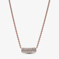 Pandora Timeless Pavé Dwurzędowy Naszyjnik Z Srebrnym Kolistym Zapięciem - 382621C01-45