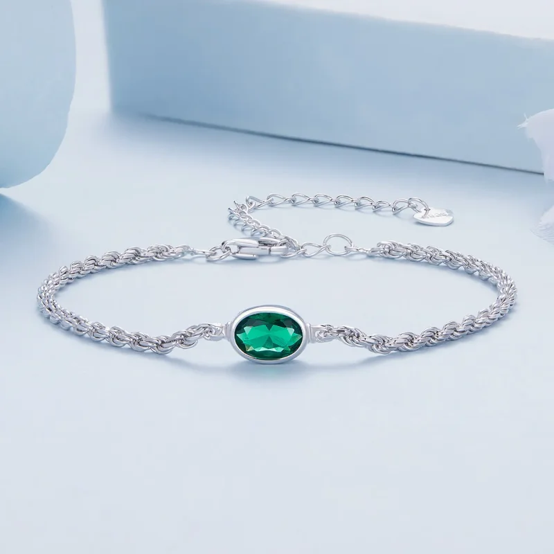 (zdjęcie do) Bransoletka Chopard w stylu Pandora o lekkim luksusie z zielonym cyrkonem - BSB1 - Wyświetl 2