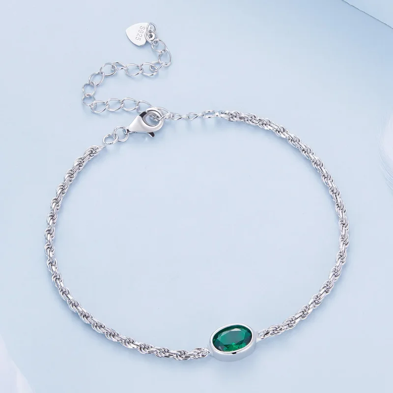 (zdjęcie do) Bransoletka Chopard w stylu Pandora o lekkim luksusie z zielonym cyrkonem - BSB1 - Wyświetl 3