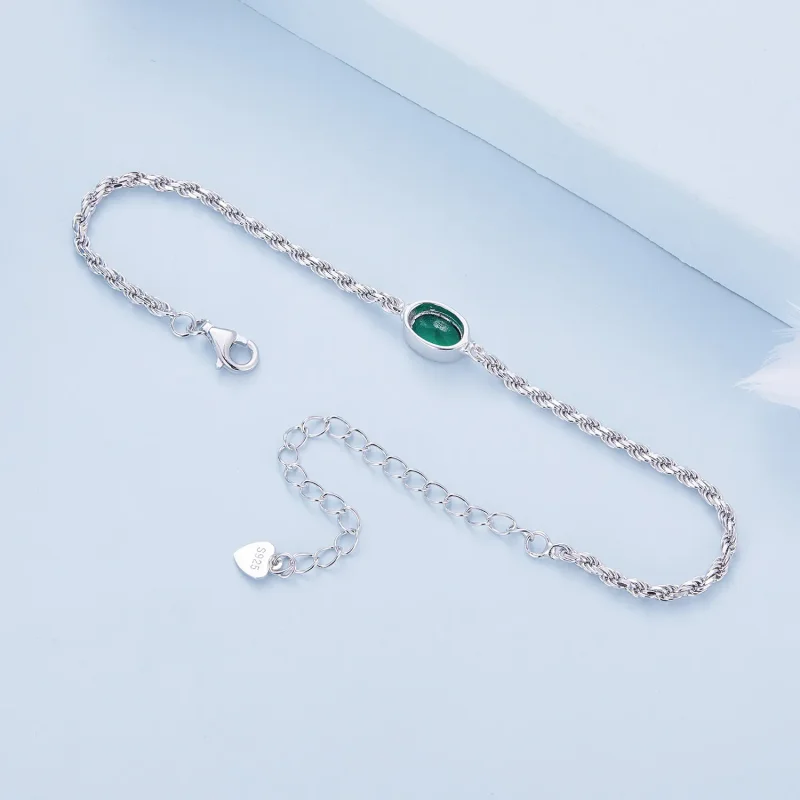 (zdjęcie do) Bransoletka Chopard w stylu Pandora o lekkim luksusie z zielonym cyrkonem - BSB1 - Wyświetl 4