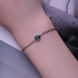 Bransoletka Chopard w stylu Pandora o lekkim luksusie z zielonym cyrkonem - BSB116