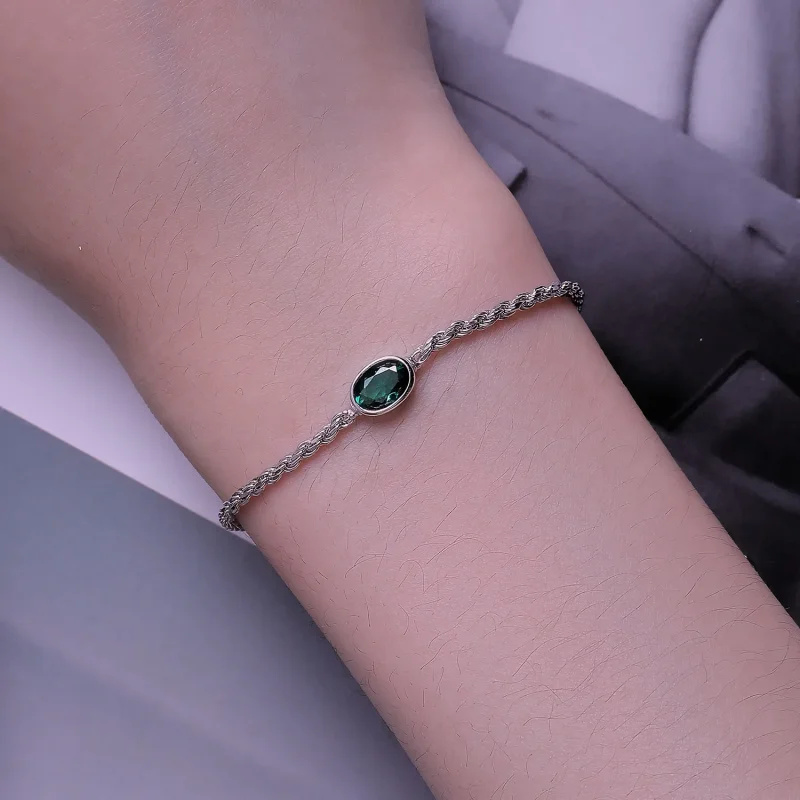 (zdjęcie do) Bransoletka Chopard w stylu Pandora o lekkim luksusie z zielonym cyrkonem - BSB1 - Wyświetl 5