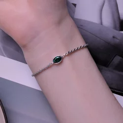 Bransoletka Chopard w stylu Pandora o lekkim luksusie z zielonym cyrkonem - BSB116