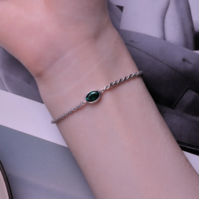 (zdjęcie do) Bransoletka Chopard w stylu Pandora o lekkim luksusie z zielonym cyrkonem - BSB1 - Wyświetl 7