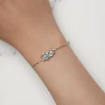 Bransoletka na łańcuszku z niebieskim kwiatem w stylu Pandora - BSB138