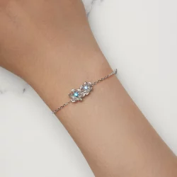 Bransoletka na łańcuszku z niebieskim kwiatem w stylu Pandora - BSB138