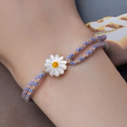 Bransoletka z kwiatem margerytki w stylu Pandora - SCB250