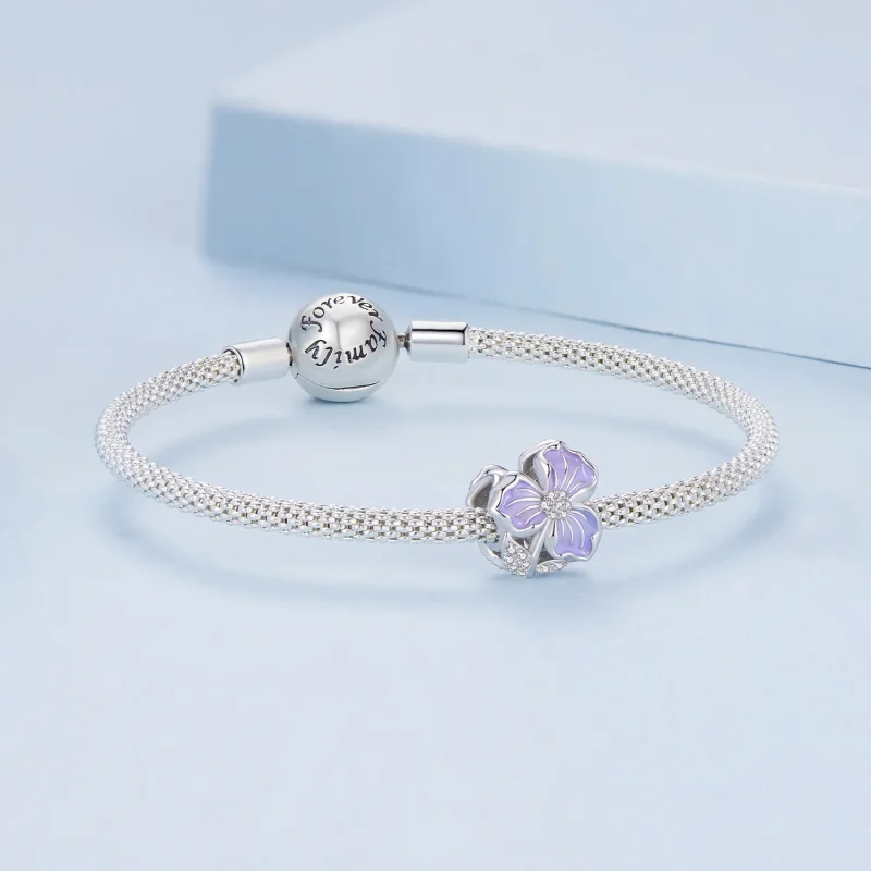 (zdjęcie do) Charm w stylu Pandora z fioletowym kwiatem - BSC890 - Wyświetl 5
