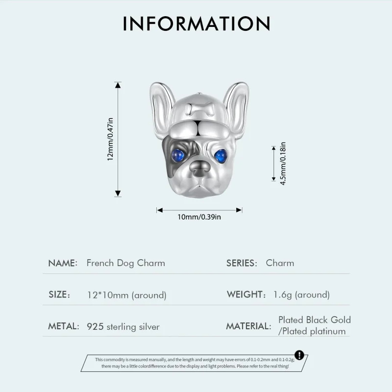(zdjęcie do) Charm w stylu Pandora z francuskim buldogiem - SCC2588 - Wyświetl 4