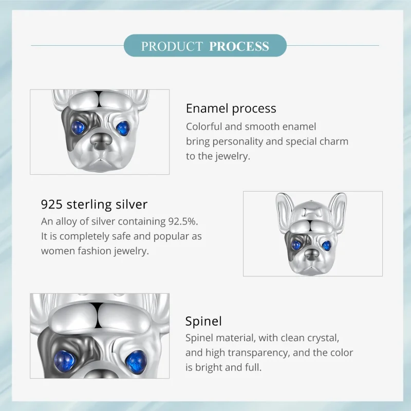 (zdjęcie do) Charm w stylu Pandora z francuskim buldogiem - SCC2588 - Wyświetl 6