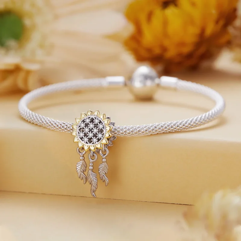 (zdjęcie do) Charm w stylu Pandora z motywem koszyczka marzeń w kształcie słonecznika - BSC82 - Wyświetl 3