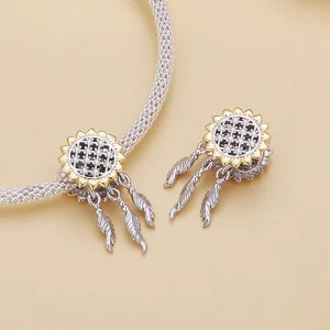 Charm w stylu Pandora z motywem koszyczka marzeń w kształcie słonecznika - BSC820