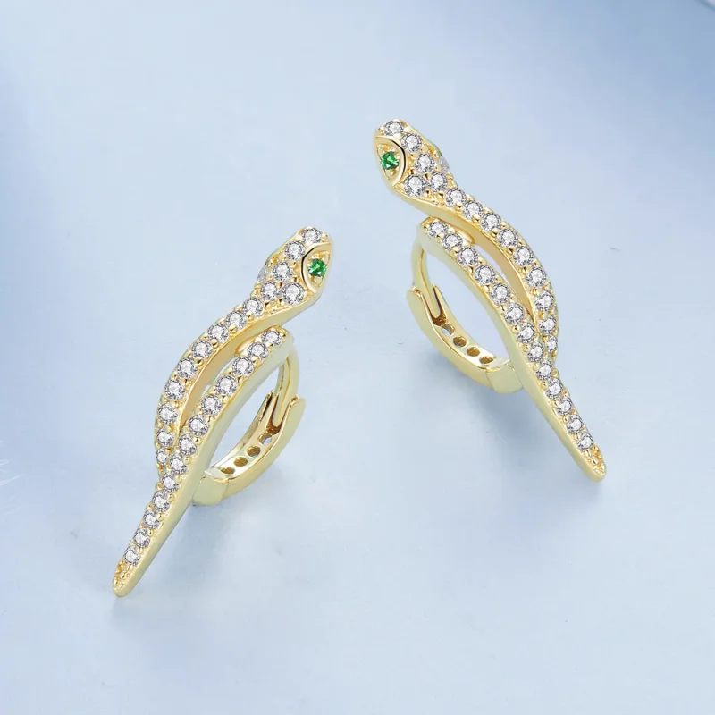 (zdjęcie do) Kolczyki koła Spirit Snake w stylu Pandora – BSE669-B - Wyświetl 3