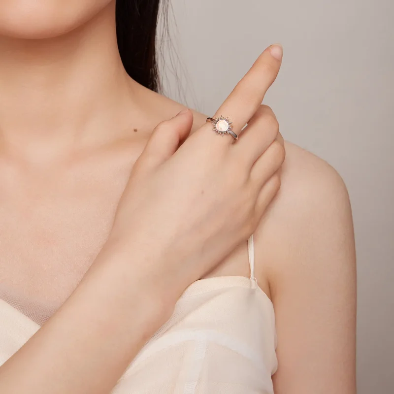 (zdjęcie do) Opalowy pierścionek słoneczny w stylu Pandora – BSR398 - Wyświetl 6