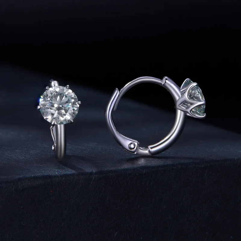 (zdjęcie do) Pandora Styl 1Ct Kolczyki Wkładane z Moissanite (Jeden Certyfikat) - MSE037 - Wyświetl 2