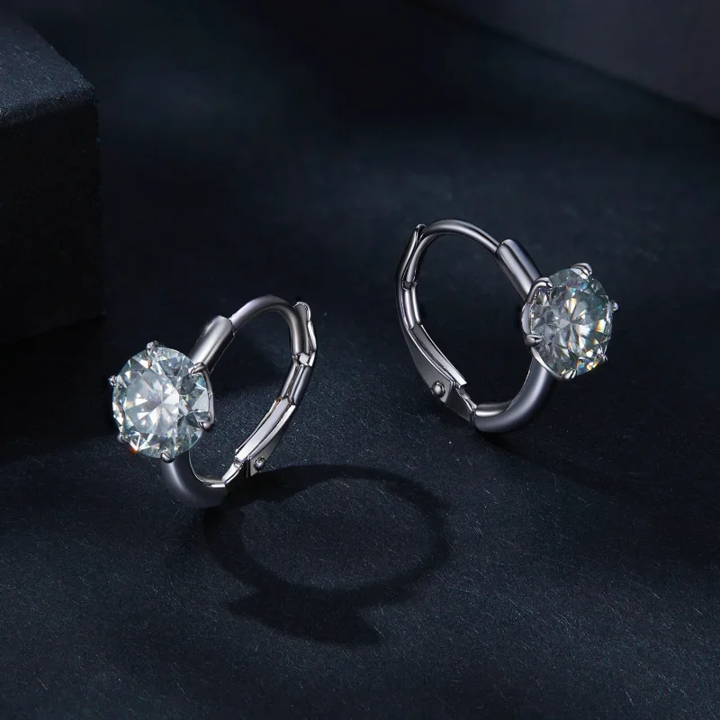 (zdjęcie do) Pandora Styl 1Ct Kolczyki Wkładane z Moissanite (Jeden Certyfikat) - MSE037 - Wyświetl 3