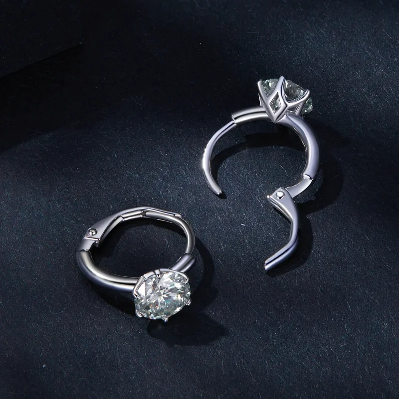 (zdjęcie do) Pandora Styl 1Ct Kolczyki Wkładane z Moissanite (Jeden Certyfikat) - MSE037 - Wyświetl 4