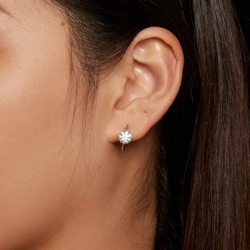 (zdjęcie do) Pandora Styl 1Ct Kolczyki Wkładane z Moissanite (Jeden Certyfikat) - MSE037 - Wyświetl 5
