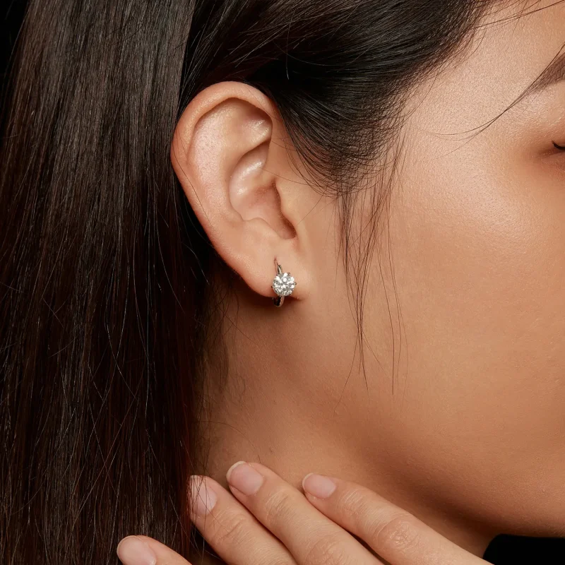 (zdjęcie do) Pandora Styl 1Ct Kolczyki Wkładane z Moissanite (Jeden Certyfikat) - MSE037 - Wyświetl 7
