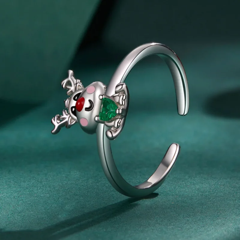 (zdjęcie do) Pandora Styl Bożonarodzeniowy Otwarty Pierścień Renifer - BSR493-E - Wyświetl 2