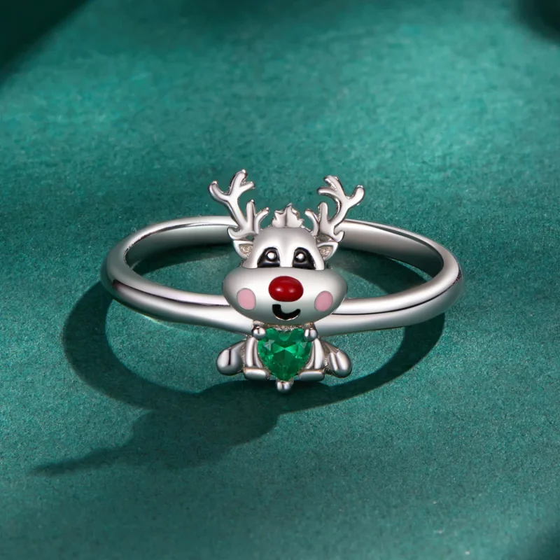(zdjęcie do) Pandora Styl Bożonarodzeniowy Otwarty Pierścień Renifer - BSR493-E - Wyświetl 3