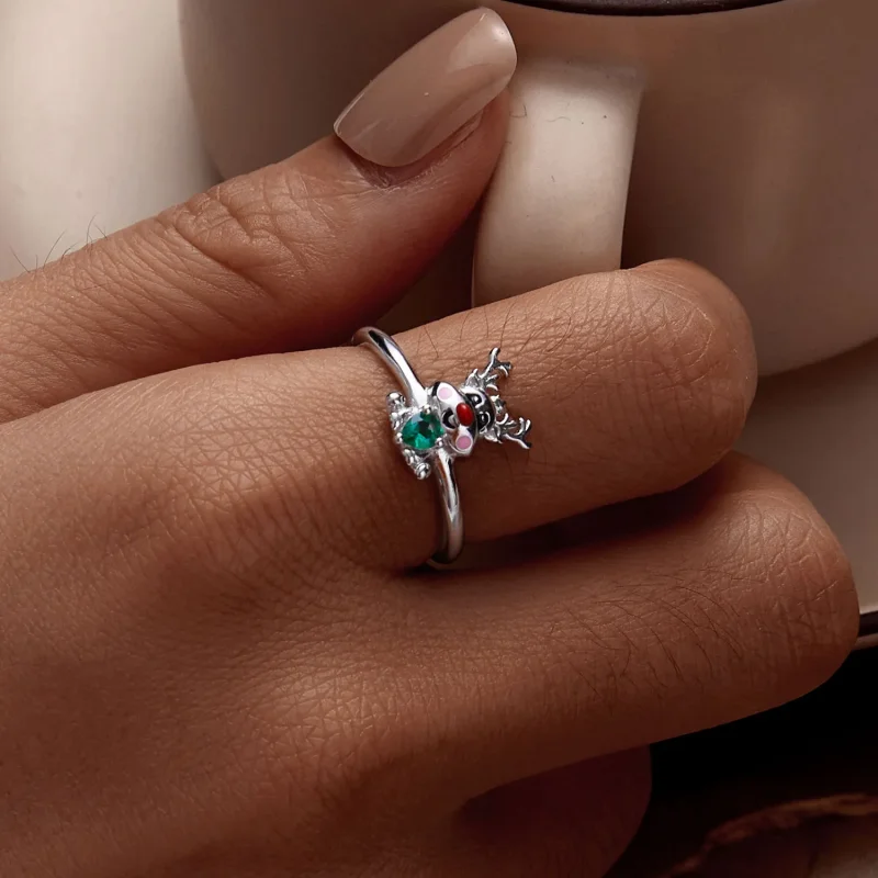 (zdjęcie do) Pandora Styl Bożonarodzeniowy Otwarty Pierścień Renifer - BSR493-E - Wyświetl 6