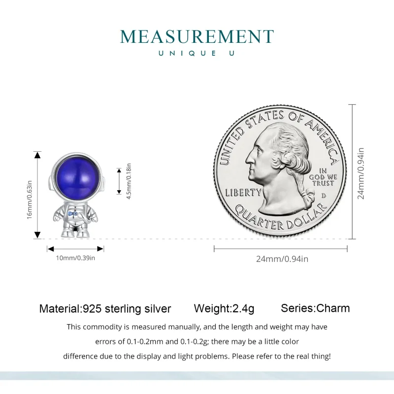 (zdjęcie do) Pandora Styl Ciepłoczuły Charm Astronauty - BSC578-CF - Wyświetl 5